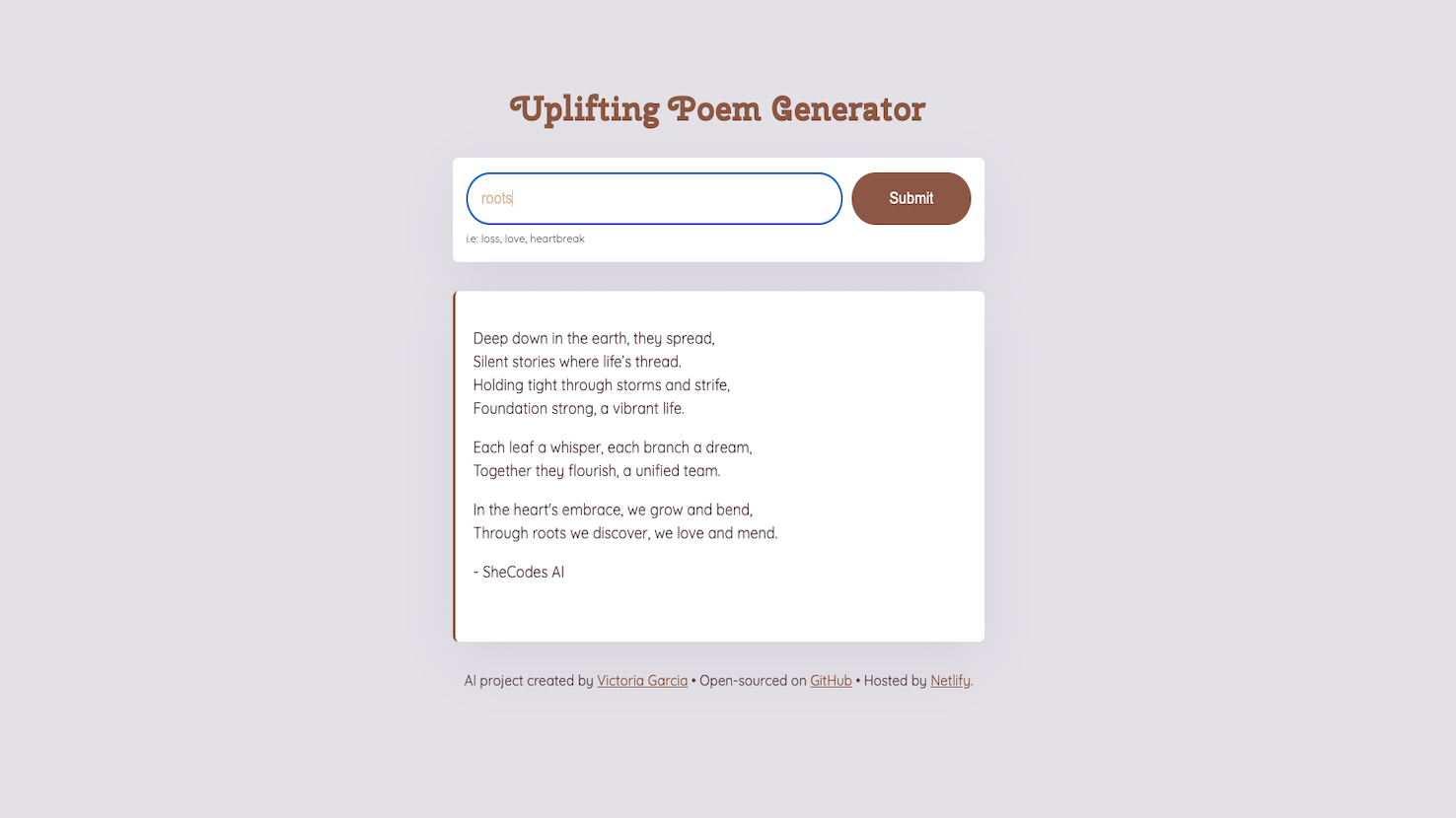Uplifting Poem Generator