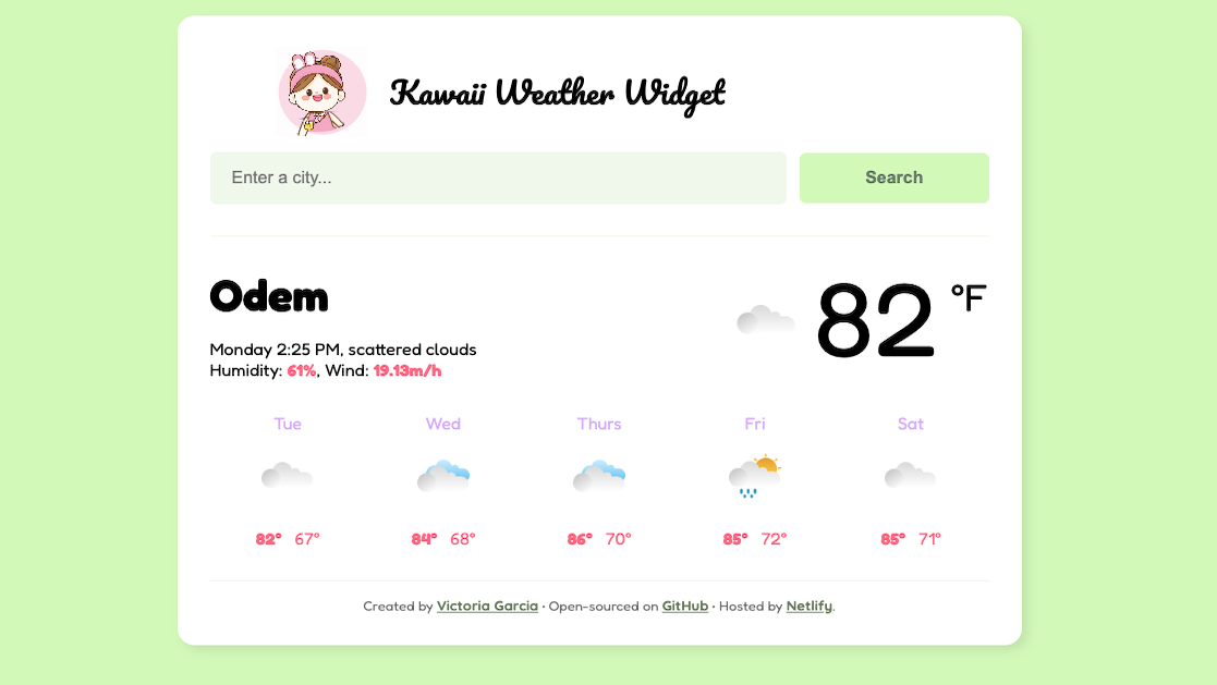 Kawaii Weather Widget